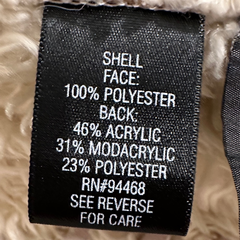 Croft & Barrow Faux Suede Shearling Jacket Cream Whipstitch Detail Size M - Picture 9 of 12